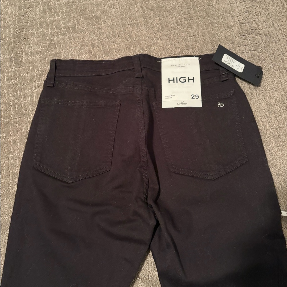 rag & bone High-Rise Skinny Jeans in Black - Picture 9 of 11